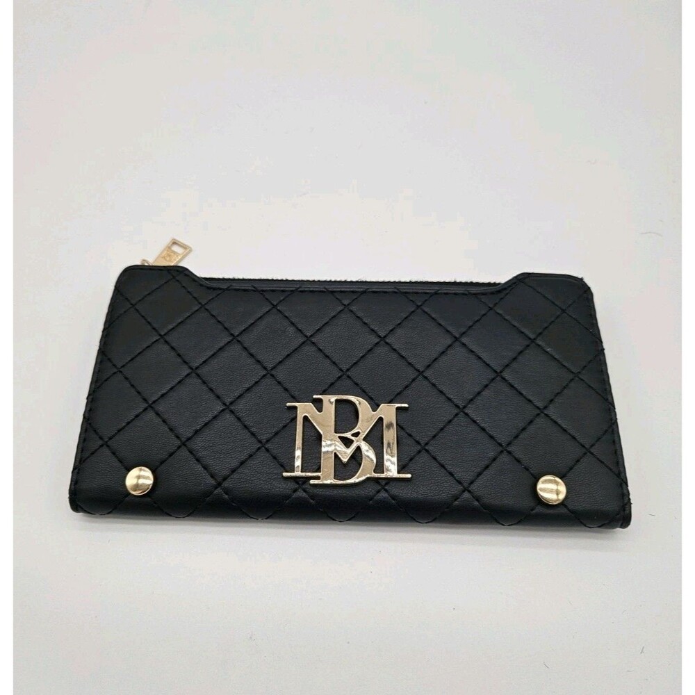 Badgley Miscka Black Vegan Leather Cards Holder With Insert Wallet BN